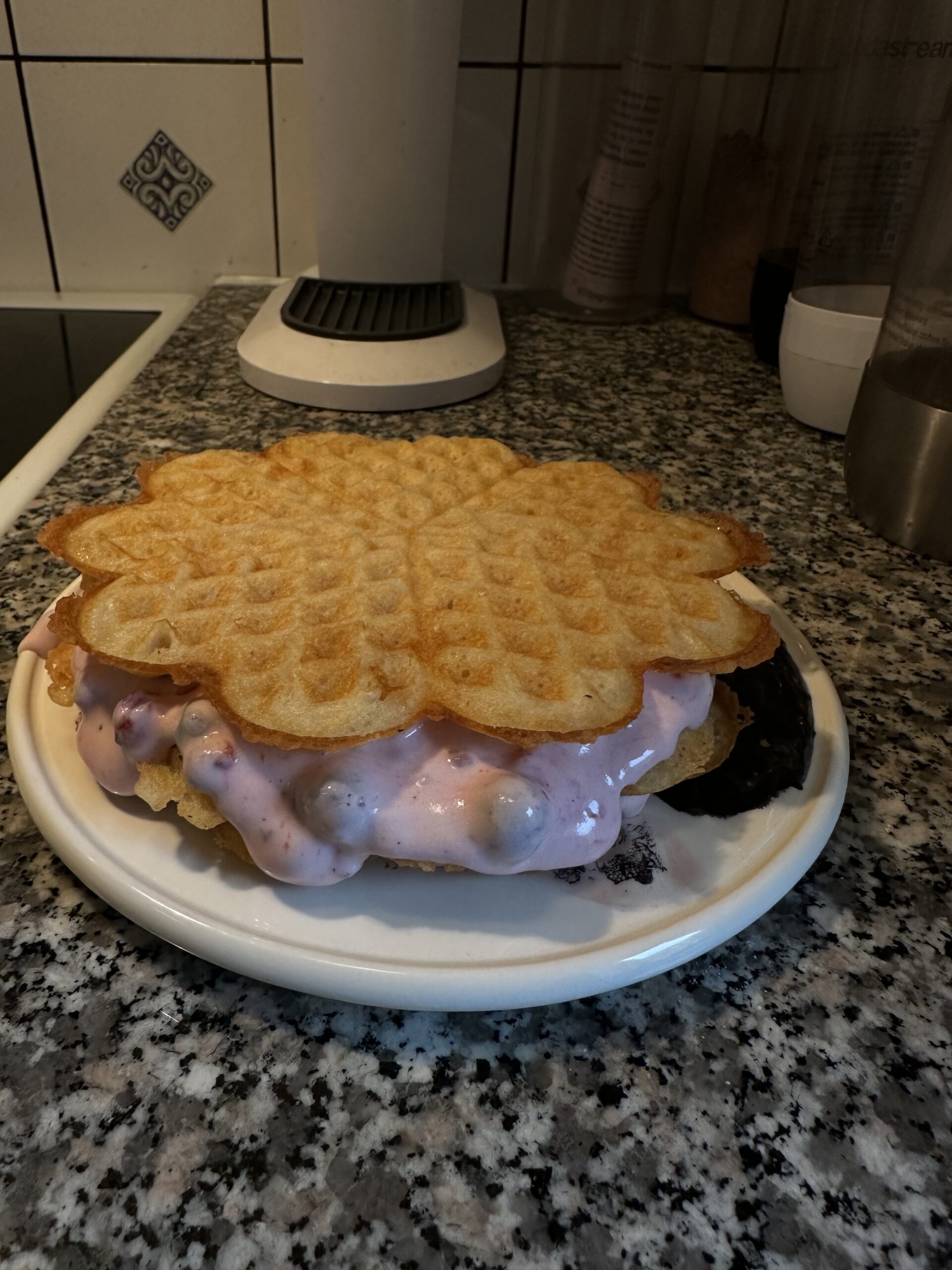 Strawberry Whipped Cream Waffles Breakfast